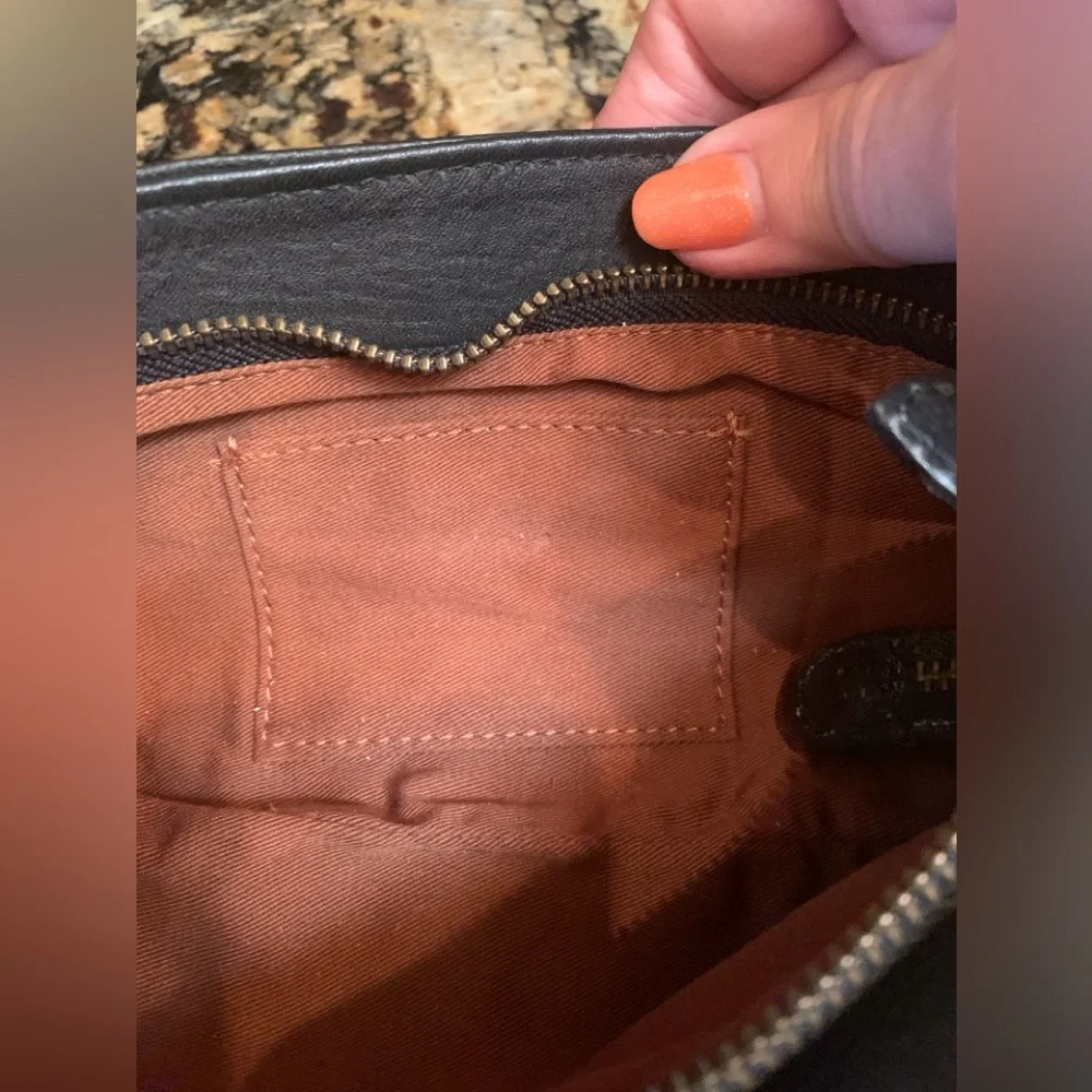 Vintage Black Leather Clutch Purse